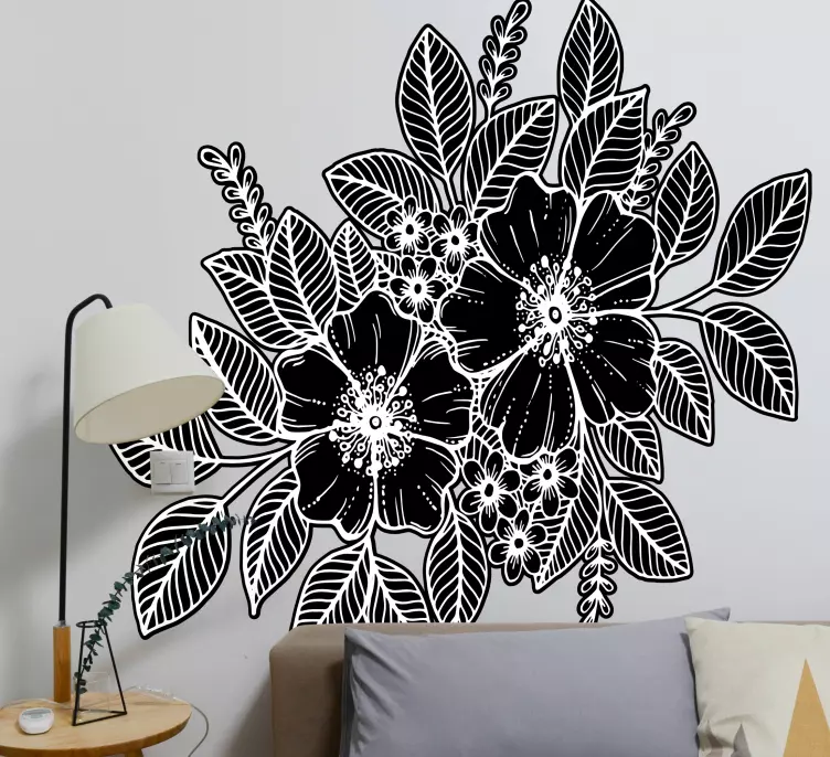 Wandtattoo blumen botanisches blattarrangement - TenStickers