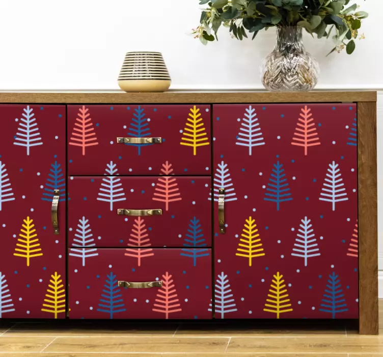 Weihnachtssticker buntes tannenbaum-muster - TenStickers