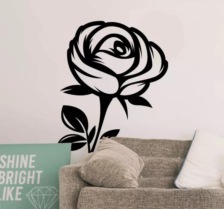 Wandtattoo Blumen elegante einfarbige rose - TenStickers