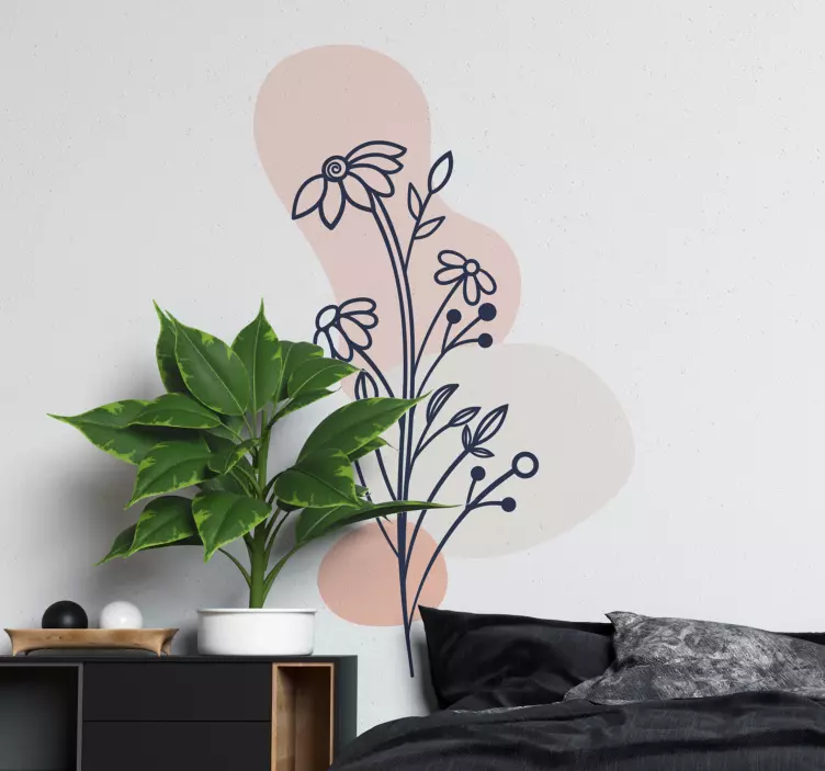 Wandtattoo blumen florale linienkunst - TenStickers