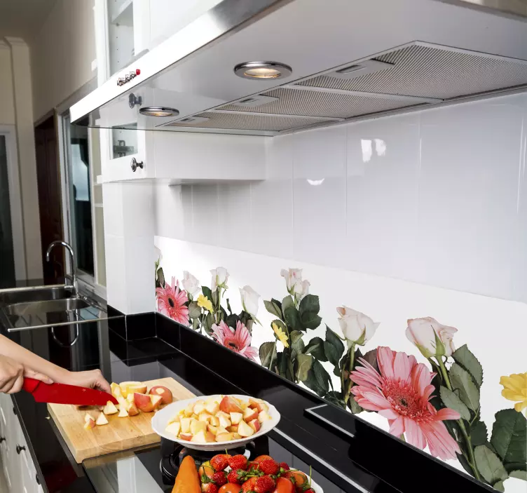 Wandtattoo blumen für die küche - TenStickers