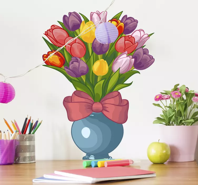 Wandtattoo Blumen vase mit floralen Arrangements - TenStickers