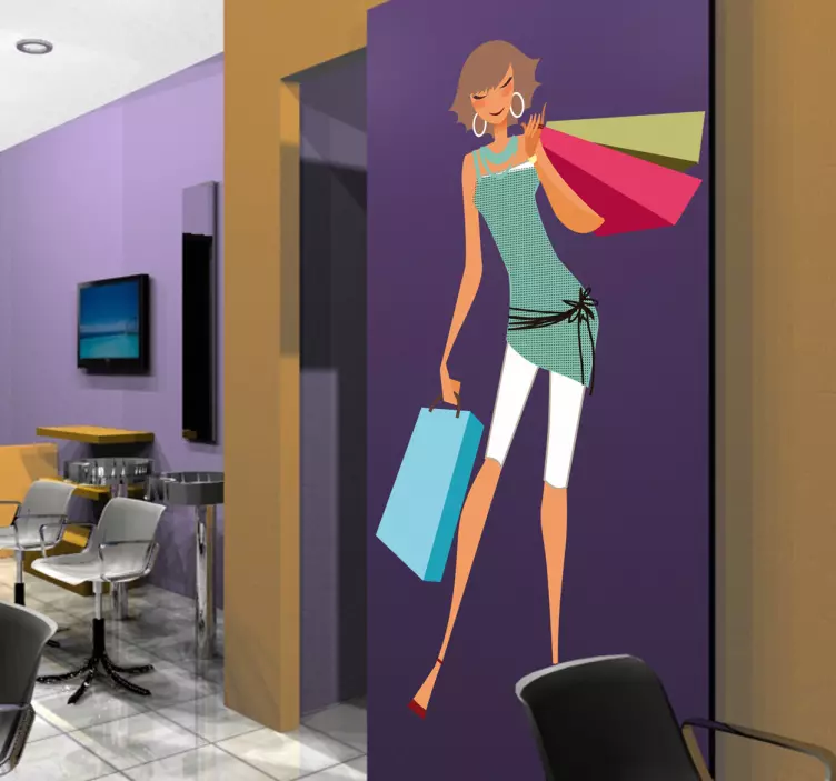 Wandtattoo farbenfrohe shoppende - TenStickers