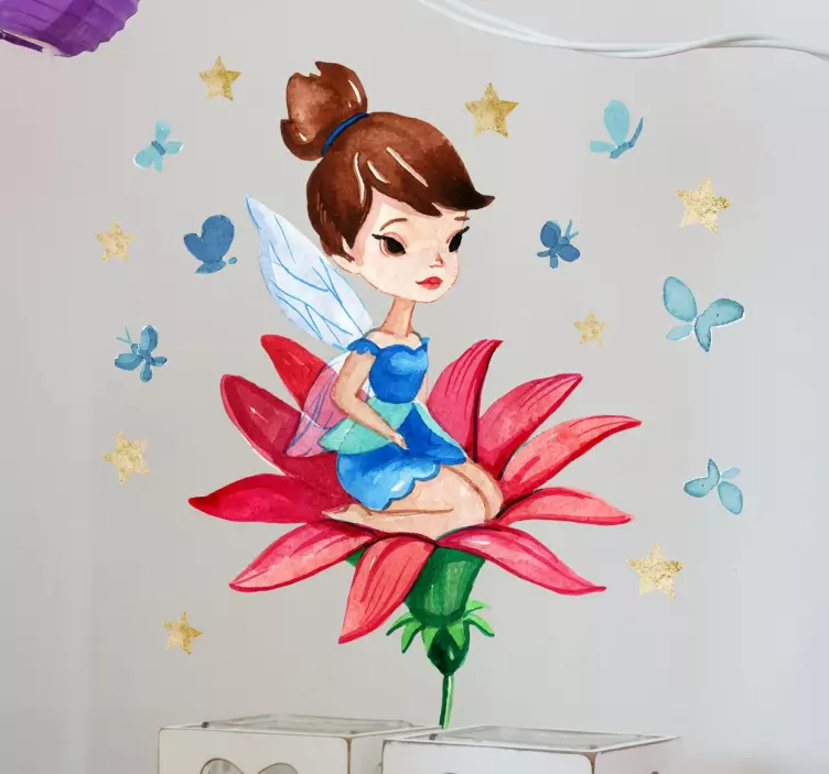 Wandtattoo Fee auf Blume - TenStickers