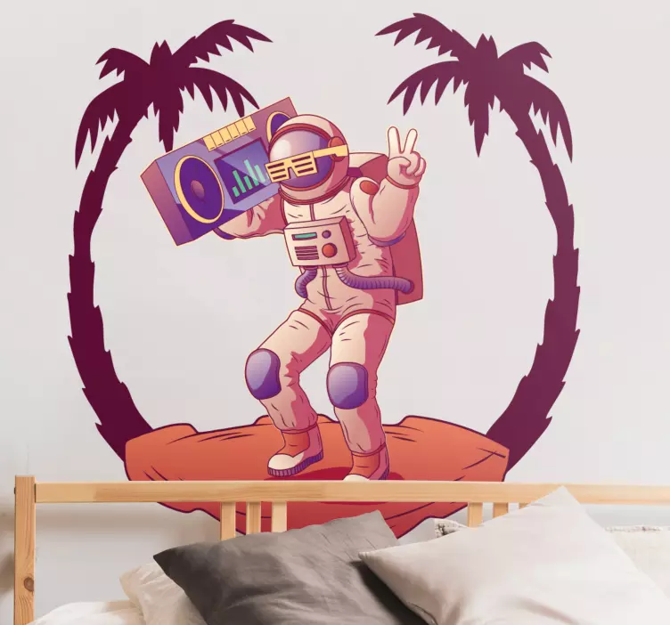 Wandtattoo weltall astronaut mit boom box - TenStickers
