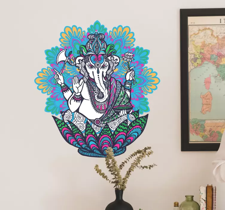 Wandtattoo figur bunte ganesha figur - TenStickers