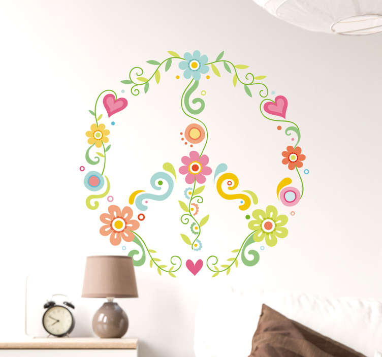 Wandtattoo florales Peacezeichen - TenStickers