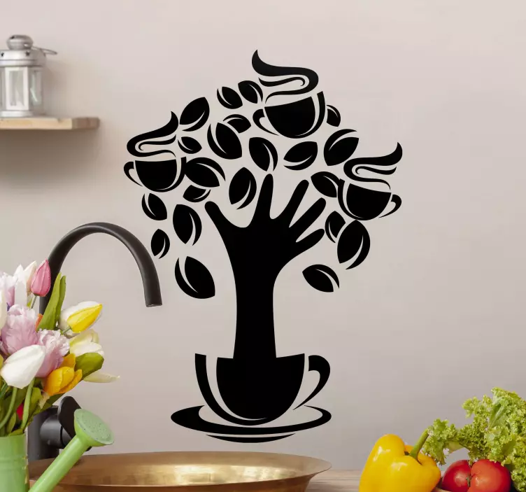 Wandtattoo gastronomie kaffeebaum design - TenStickers