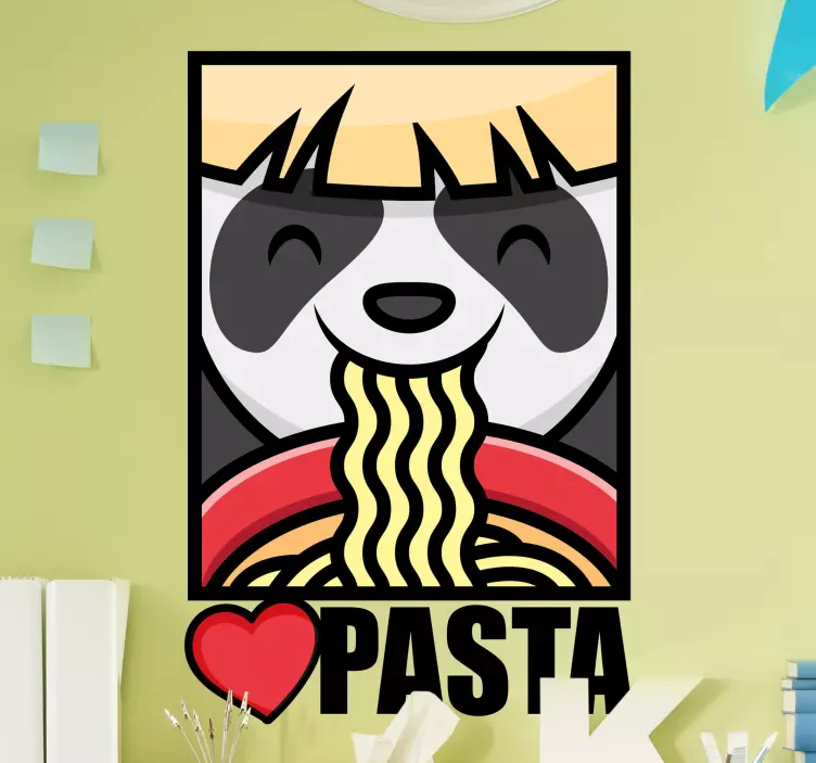 Wandtattoo Gastronomie panda-liebende pasta - TenStickers