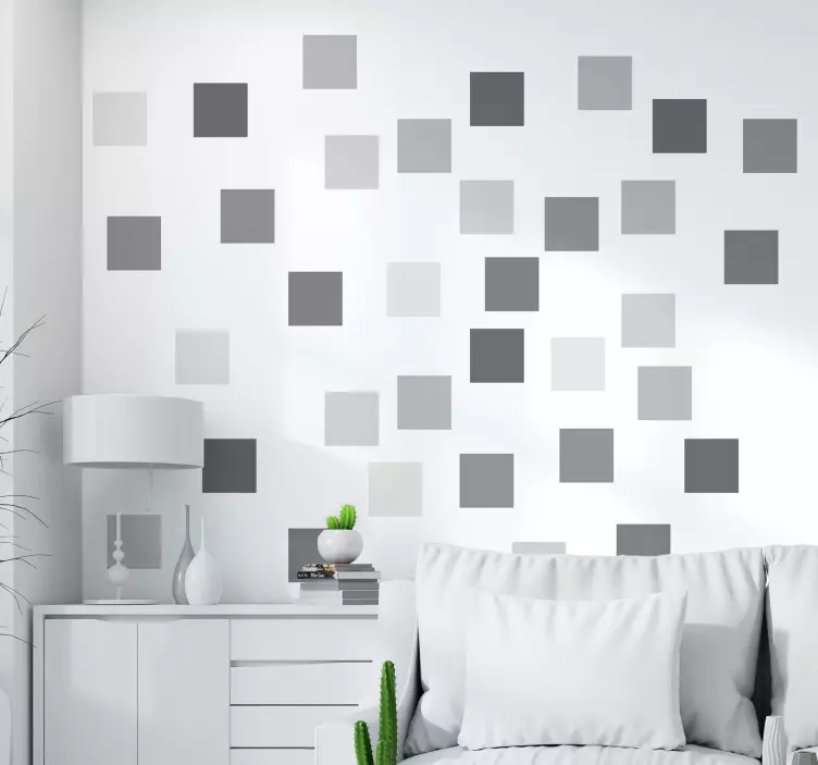 Wandtattoo graue Quadrate im Rechteck - TenStickers