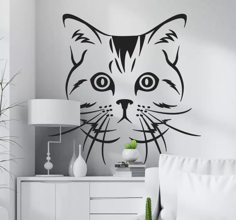 Wandtattoo Katze Katze schaut geradeaus - TenStickers