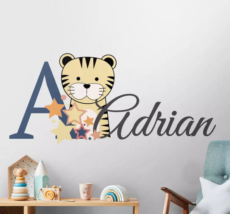 Wandtattoo Kinderzimmer anpassbarer tigername - TenStickers