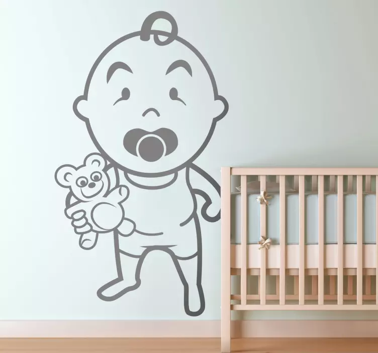 Wandtattoo Kinderzimmer Baby mit Teddy - TenStickers