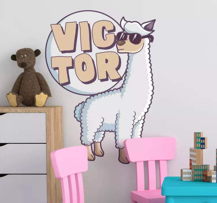 Wandtattoo kinderzimmer cooler llama charakter - TenStickers