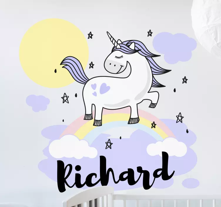 Wandtattoo Kinderzimmer einhorn-design mit namen - TenStickers