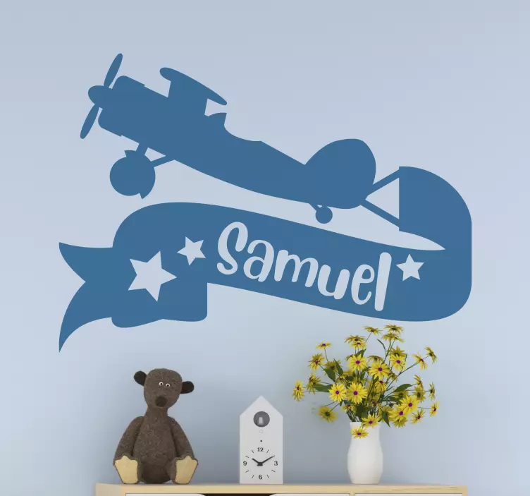 Wandtattoo Kinderzimmer flugzeugnamensbanner - TenStickers