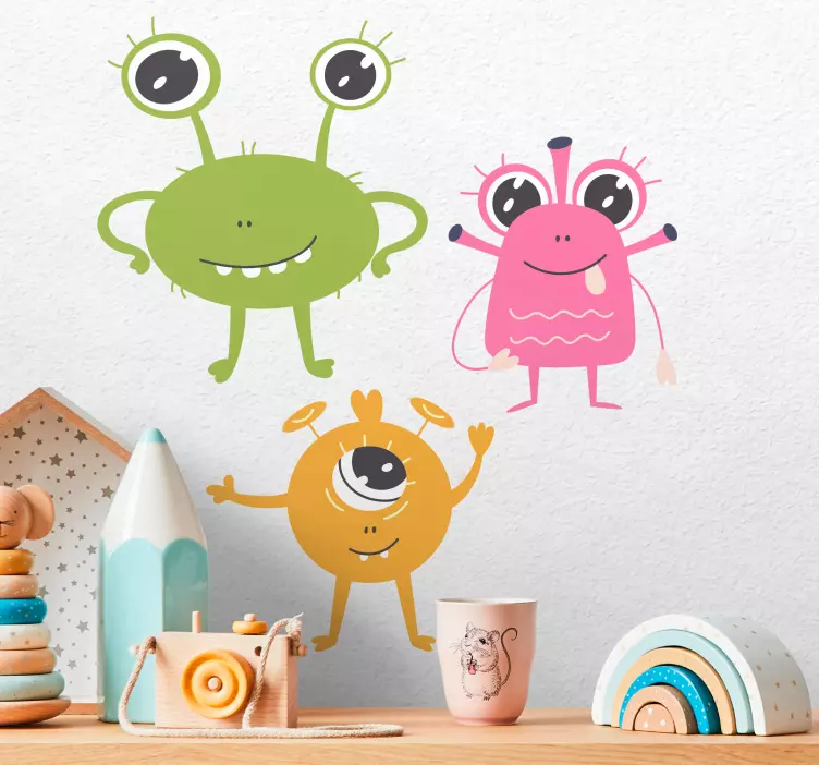 Wandtattoo Kinderzimmer freundliche bunte monster - TenStickers