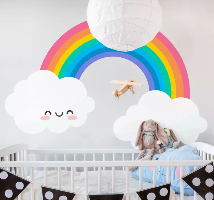 Wandtattoo kinderzimmer fröhliche regenbogenwolken - TenStickers