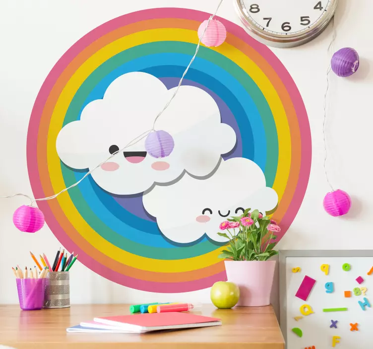 Wandtattoo Kinderzimmer fröhliche wolken, regenbogen - TenStickers