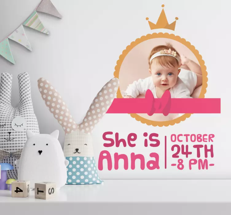 Wandtattoo Kinderzimmer individuelle babyankündigung - TenStickers