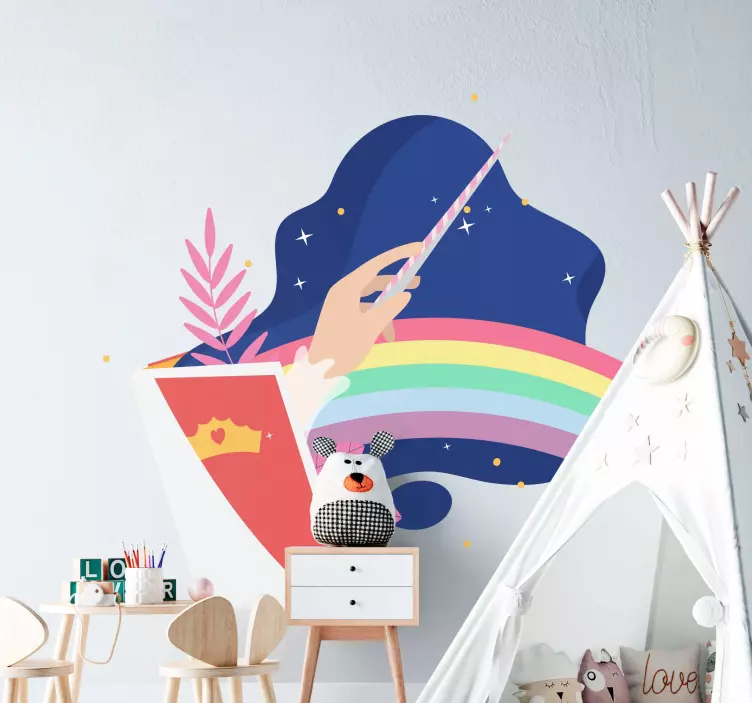 Wandtattoo Kinderzimmer magische regenbogenszene - TenStickers