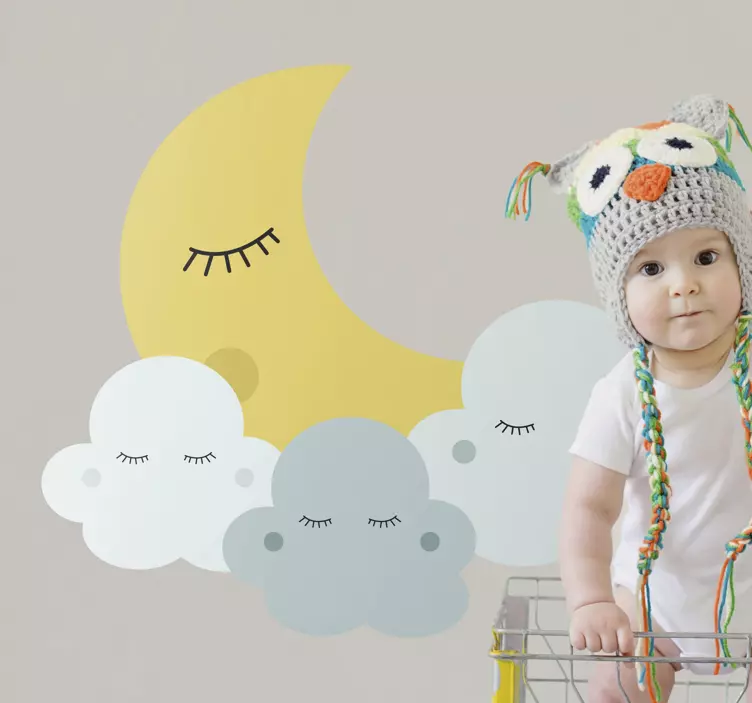 Wandtattoo kinderzimmer mond und wolken - TenStickers