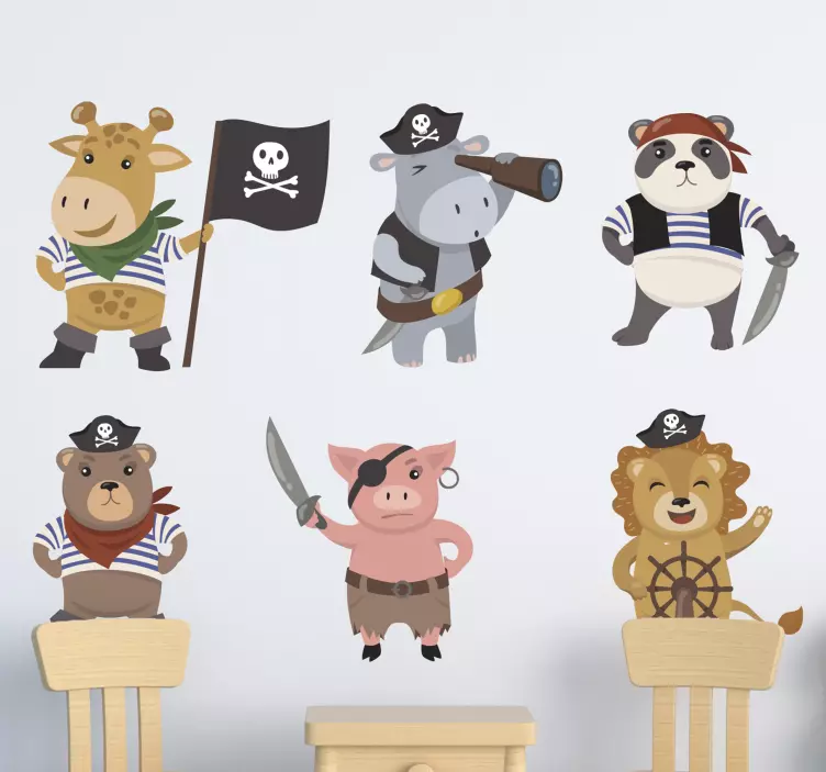 Wandtattoo kinderzimmer piraten tierfiguren - TenStickers
