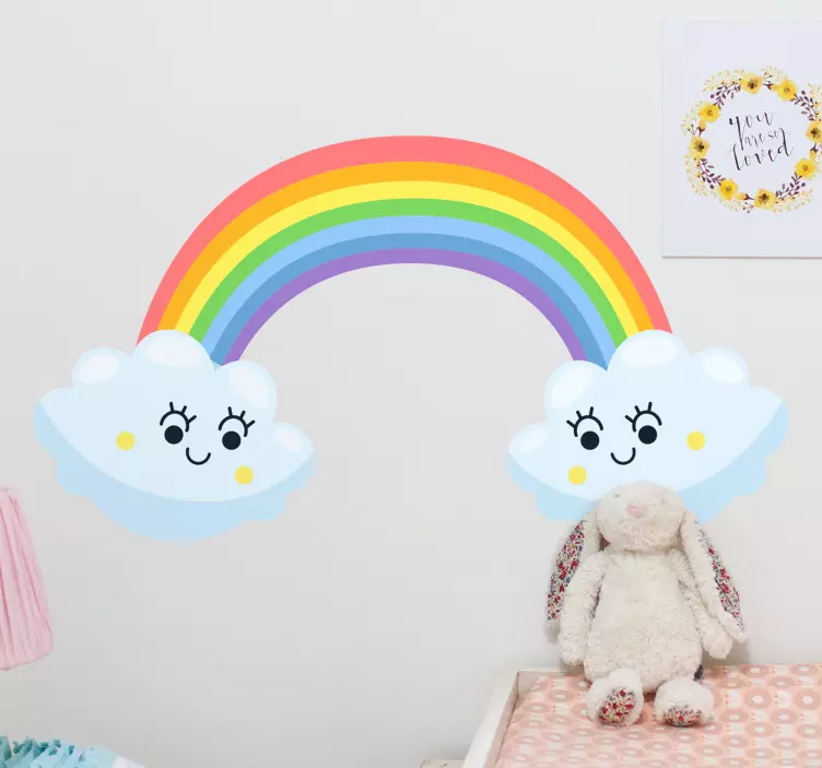 Wandtattoo kinderzimmer regenbogen mit wolken - TenStickers