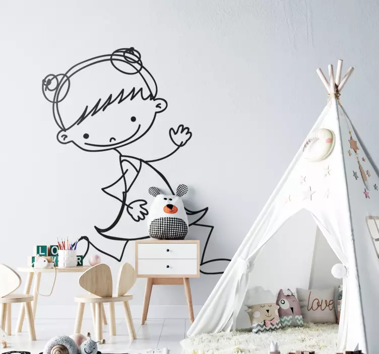 Wandtattoo Kinderzimmer rennendes Mädchen - TenStickers