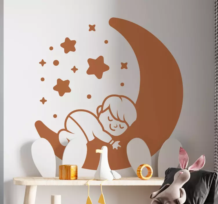 Wandtattoo kinderzimmer schlafendes kind mond - TenStickers