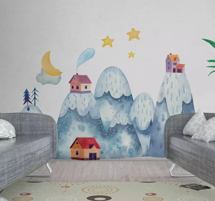 Wandtattoo Kinderzimmer skurrile bergszene - TenStickers