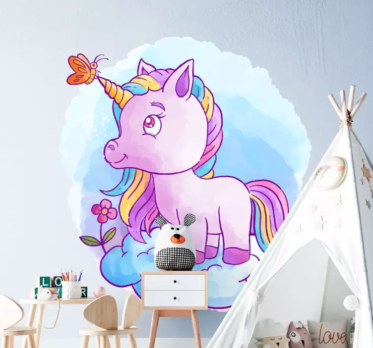 Wandtattoo Kinderzimmer skurrile einhorn-fantasie - TenStickers