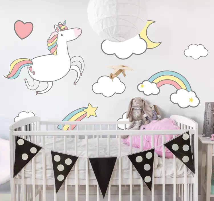 Wandtattoo baby mit verspieltem einhornmotiv - TenStickers