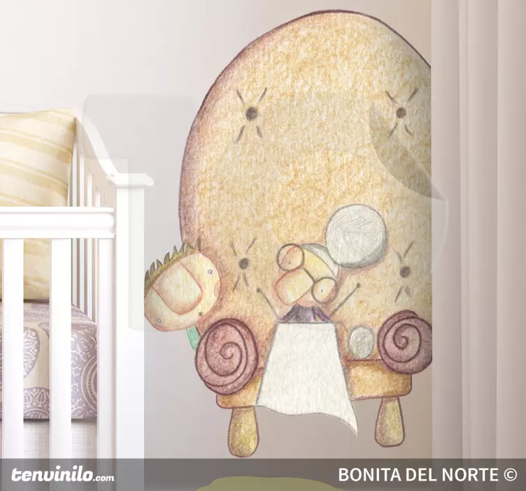 Wandtattoo Kinderzimmer strickende Omi - TenStickers