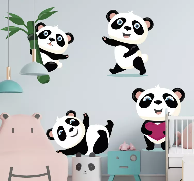 Wandtattoo kinderzimmer süße panda figuren - TenStickers