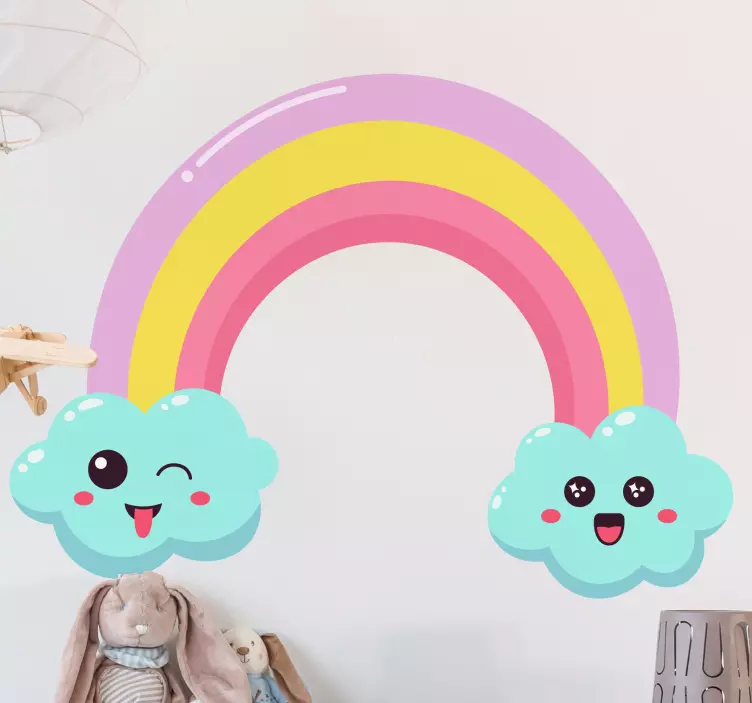 Wandtattoo kinderzimmer süße wolke regenbogen - TenStickers