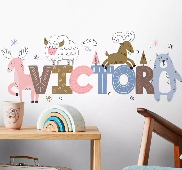 Wandtattoo Kinderzimmer tiere mit namen - TenStickers