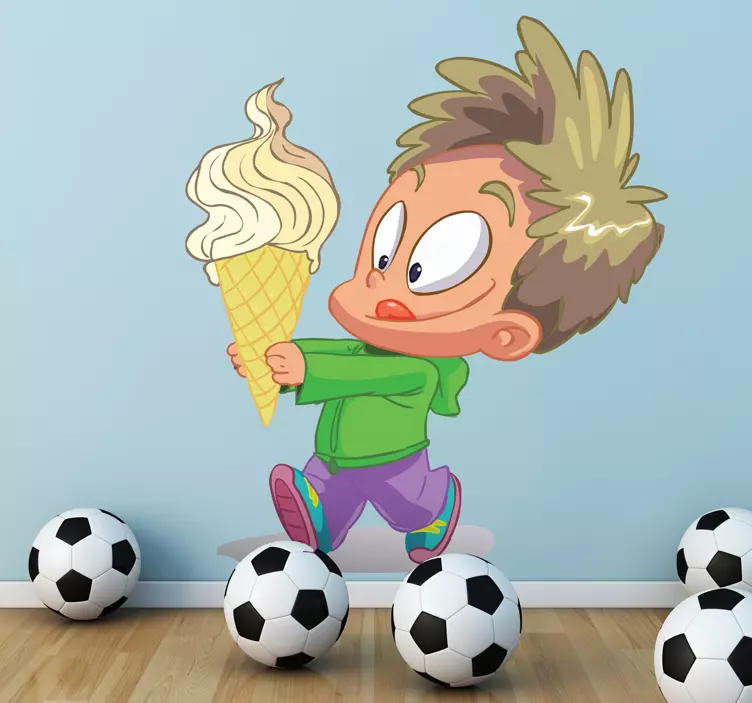 Wandtattoo kleiner Junge mit Eis - TenStickers