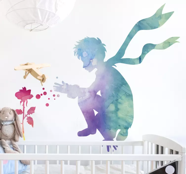 Wandtattoo kleiner Prinz mit Rose - TenStickers