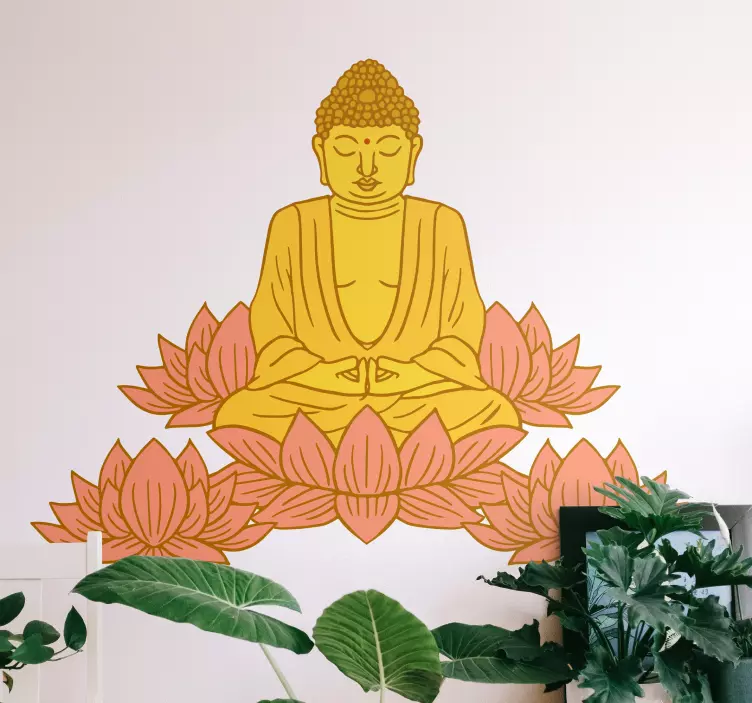 Wandtattoo kunst buddha figur im lotus sitz - TenStickers