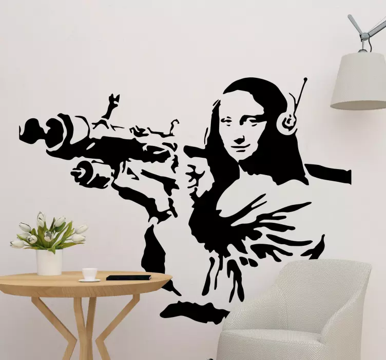 Aufkleber Kunst Mona lisa mit panzerfaust - TenStickers