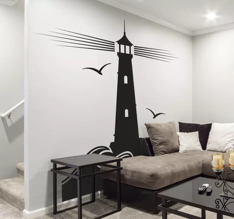 Aufkleber Marine Leuchtturm mit Möwen - TenStickers