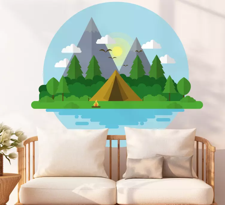 Wandtattoo natur berglandschaft camping - TenStickers