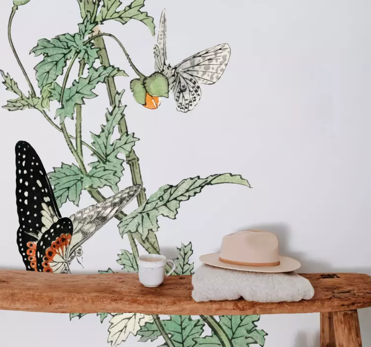 Wandtattoo Pflanzen bunter schmetterlingsgarten - TenStickers