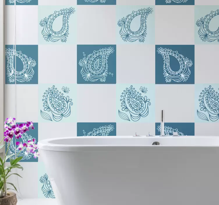 Wandtattoo Natur fliesen mit paisleymuster - TenStickers