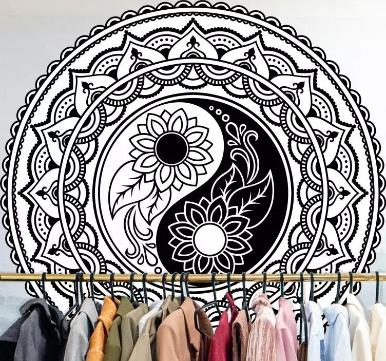 Politik und Religion Sticker yin-yang-blumenmuster - TenStickers