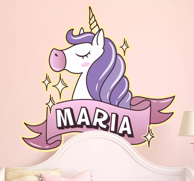 Wandtattoo personalisierbares Einhorn - TenStickers