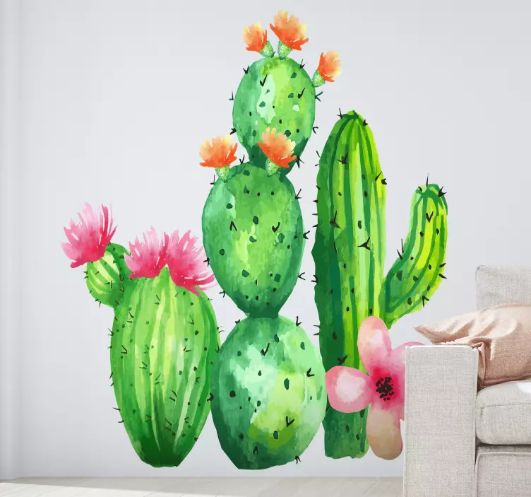Wandtattoo pflanzen kaktus blumenarrangement - TenStickers