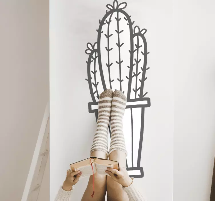 Wandtattoo pflanzen kaktus im topf - TenStickers