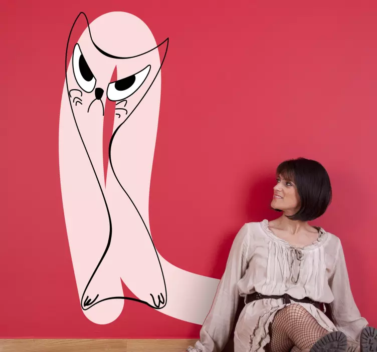 Wandtattoo rosa Katze abstrakt - TenStickers